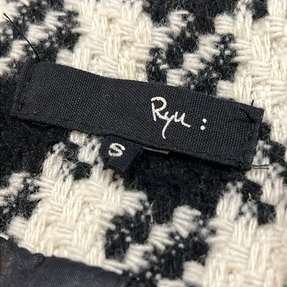 ANTHROPOLOGIE RYU Label Woven Black & Ivory Check Peplum Blazer S - Picture 11 of 17